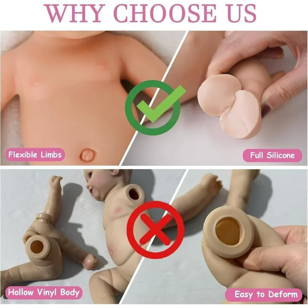 🆕16.9Inch Full Silicone Reborn Baby Doll ivory Angelic Face Toddler Boy Doll
